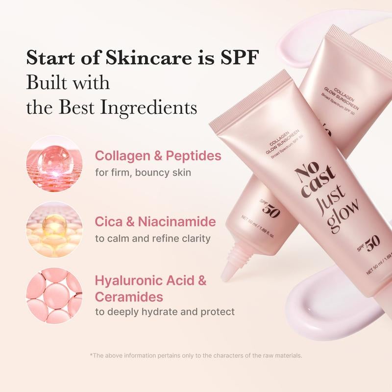 No White Cast Collagen Sunscreen SPF 50 – Hydrating, Non-Sticky Facial Sunscreen with Peptides & Centella for Natural Radiance
