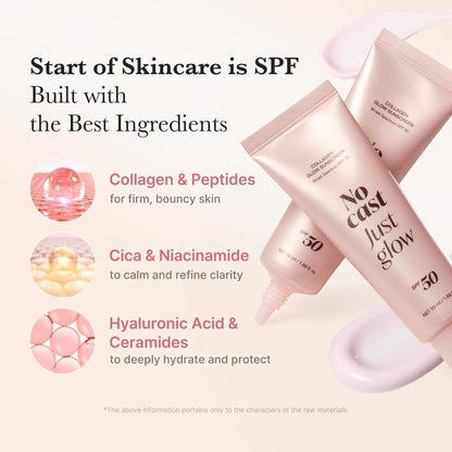 No White Cast Collagen Sunscreen SPF 50 – Hydrating, Non-Sticky Facial Sunscreen with Peptides & Centella for Natural Radiance