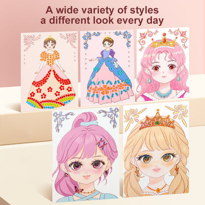 JSR Special Diamond Painting & Princess Book Makeup Craft Kits Foil Art Books Set Play on Paper for Girl Handcraft Easter Gifts