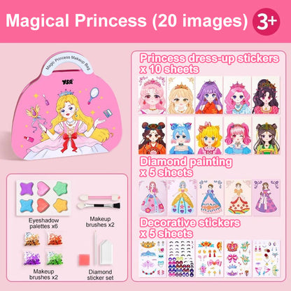 JSR Special Diamond Painting & Princess Book Makeup Craft Kits Foil Art Books Set Play on Paper for Girl Handcraft Easter Gifts