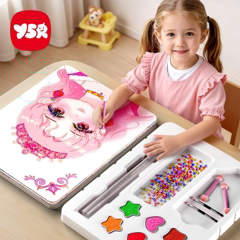 JSR Special Diamond Painting & Princess Book Makeup Craft Kits Foil Art Books Set Play on Paper for Girl Handcraft Easter Gifts