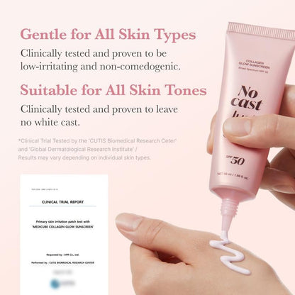No White Cast Collagen Sunscreen SPF 50 – Hydrating, Non-Sticky Facial Sunscreen with Peptides & Centella for Natural Radiance
