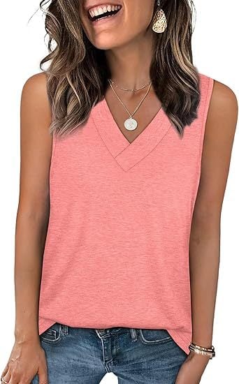🎁Last Day Promotion 49% OFF✨Women's Sleeveless V-Neck Slimming Loose Fit Casual Tank Top T-Shirt